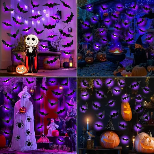 3D Halloween Bat Wall Decor β Purple LED Night Light
