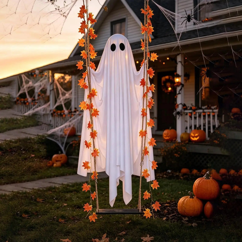 The Swinging Ghost – Halloween Wall Decor, Spooky Hanging Ghost for Haunted House