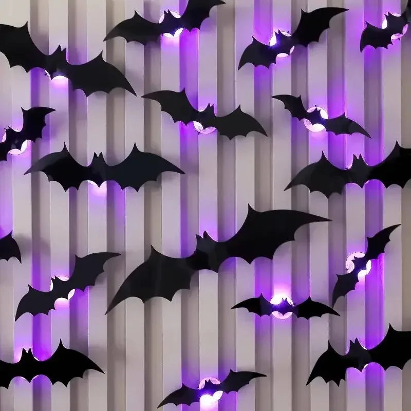 3D Halloween Bat Wall Decor – Purple LED Night Light