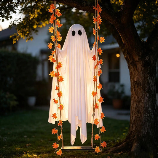 The Swinging Ghost – Halloween Wall Decor, Spooky Hanging Ghost for Haunted House