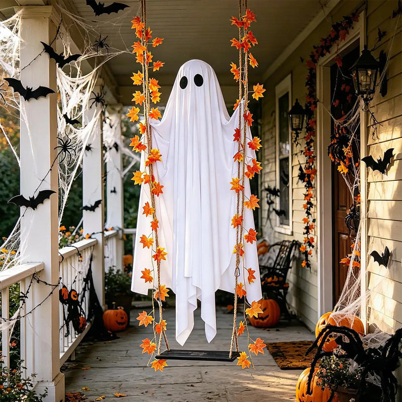 The Swinging Ghost – Halloween Wall Decor, Spooky Hanging Ghost for Haunted House